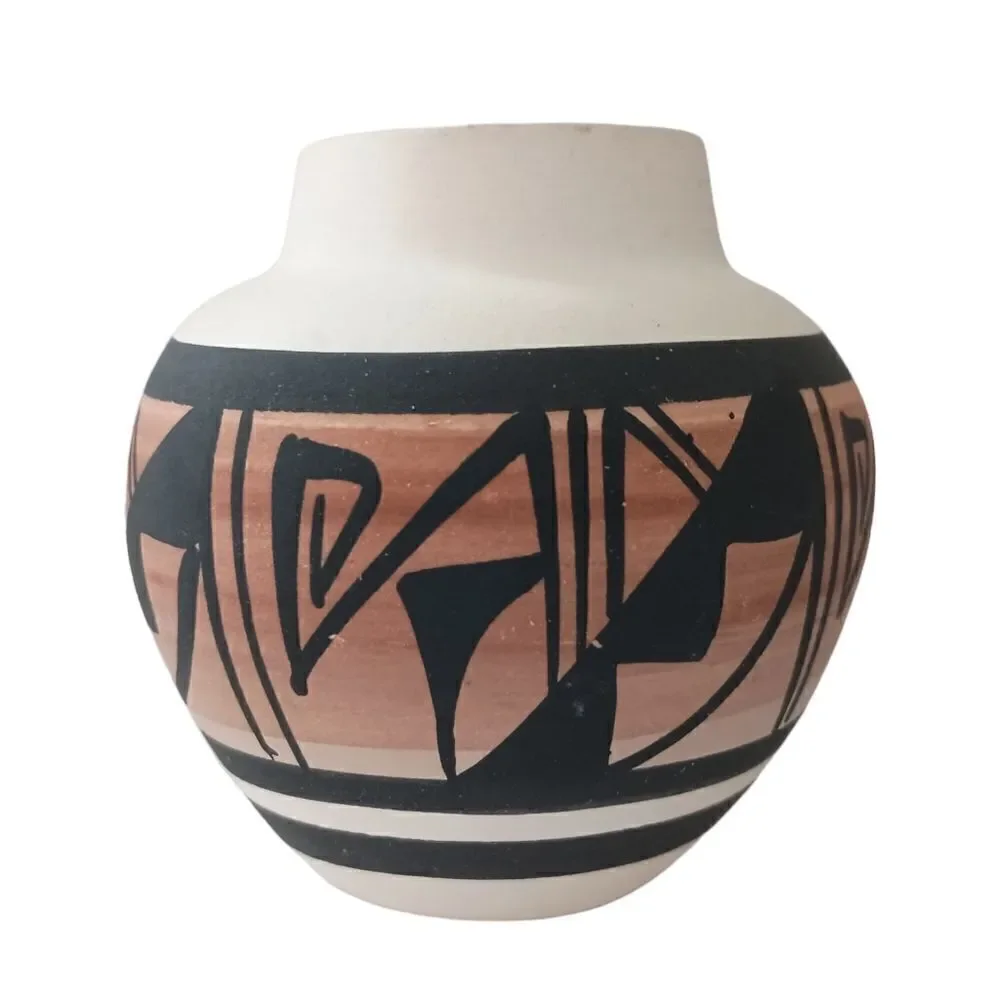 Navajo Pottery Bud Vase Native American Southwest Handpainted Signed Kanuho Vtg.